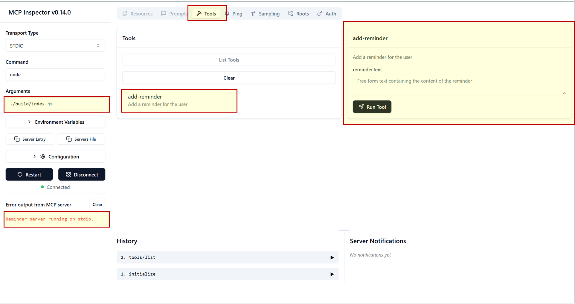Inspector with parameters