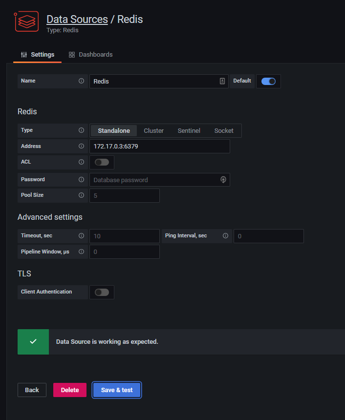 Grafana redis IP