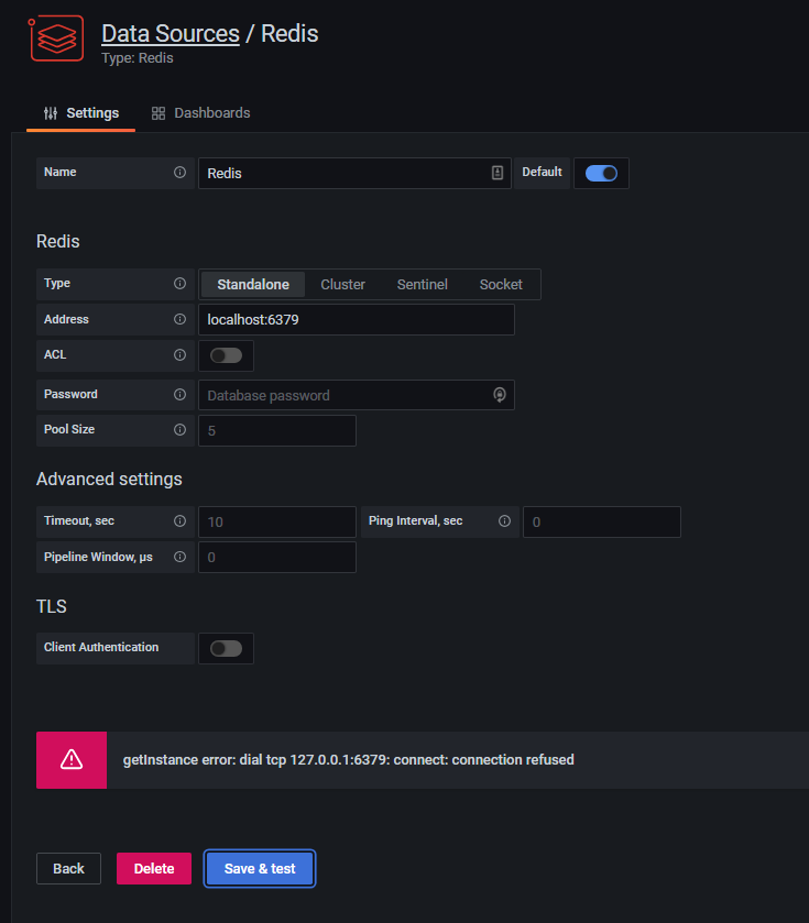 Grafana Redis localhost